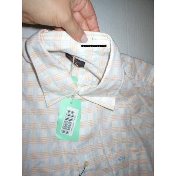 New Mens NWT Designer Paul Shark Button Down Shirt 43 XL White Blue Orange Italy - Picture 4 of 5